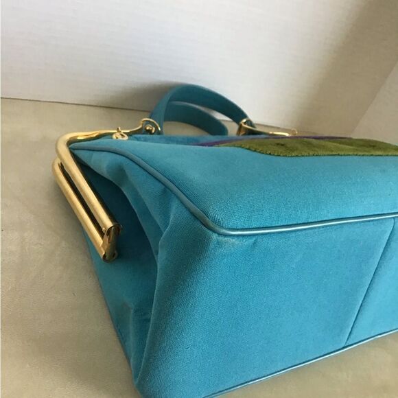 Robert di Camerino Frame Linen And Velour Handbag - Picture 11 of 15